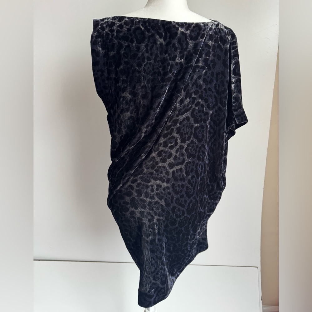 Vivienne Tam leopard print soft velvet asymmetrical tunic Women Small luxury